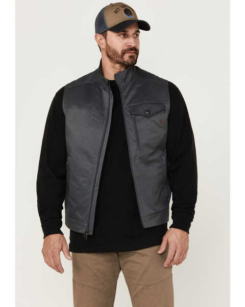 Image #1 - Brothers and Sons Men's Solid Baby Twill CC Zip-Front Vest , Charcoal, hi-res
