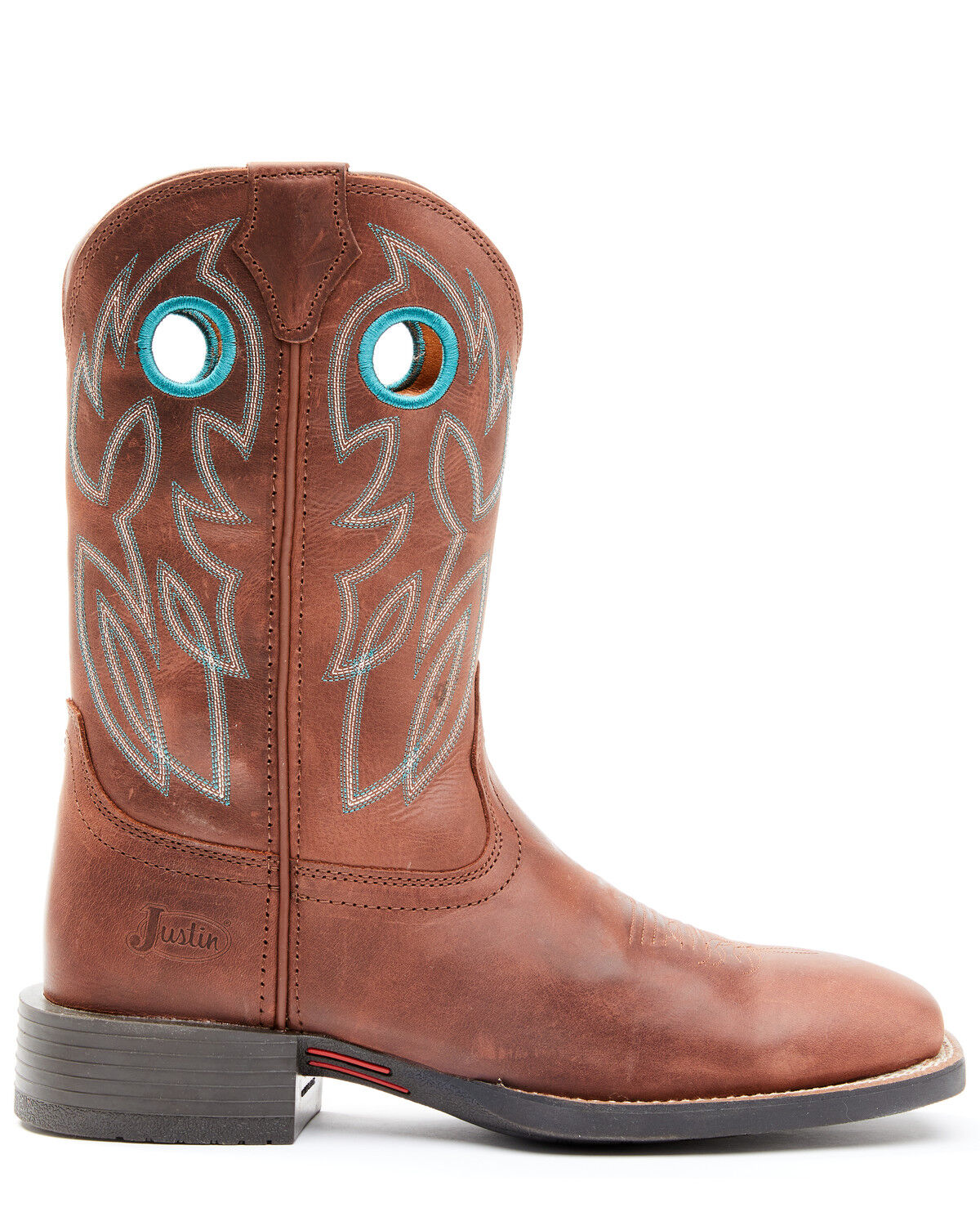 Image #2 - Justin Men's Brandy Bowline Cowhide Leather Western Boot - Broad Square Toe, Brown, hi-res