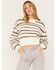 Image #2 - Cleo + Wolf Women's Abstract Stripe Cropped Knit Sweater, Ivory, hi-res