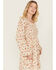 Image #2 - Wild Moss Women's Floral Print Smocked Long Sleeve Mini Dress, Ivory, hi-res