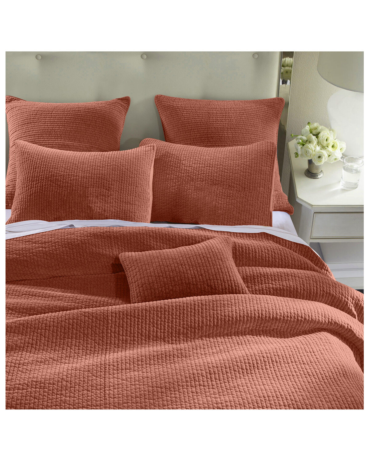 Image #1 - HiEnd Accents Stonewashed Cotton Velvet 3pc Quilt Set - King, Red, hi-res