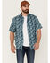 Image #1 - Gibson Men's Saguro Floral Print Short Sleeve Button Down Western Shirt, Light Blue, hi-res