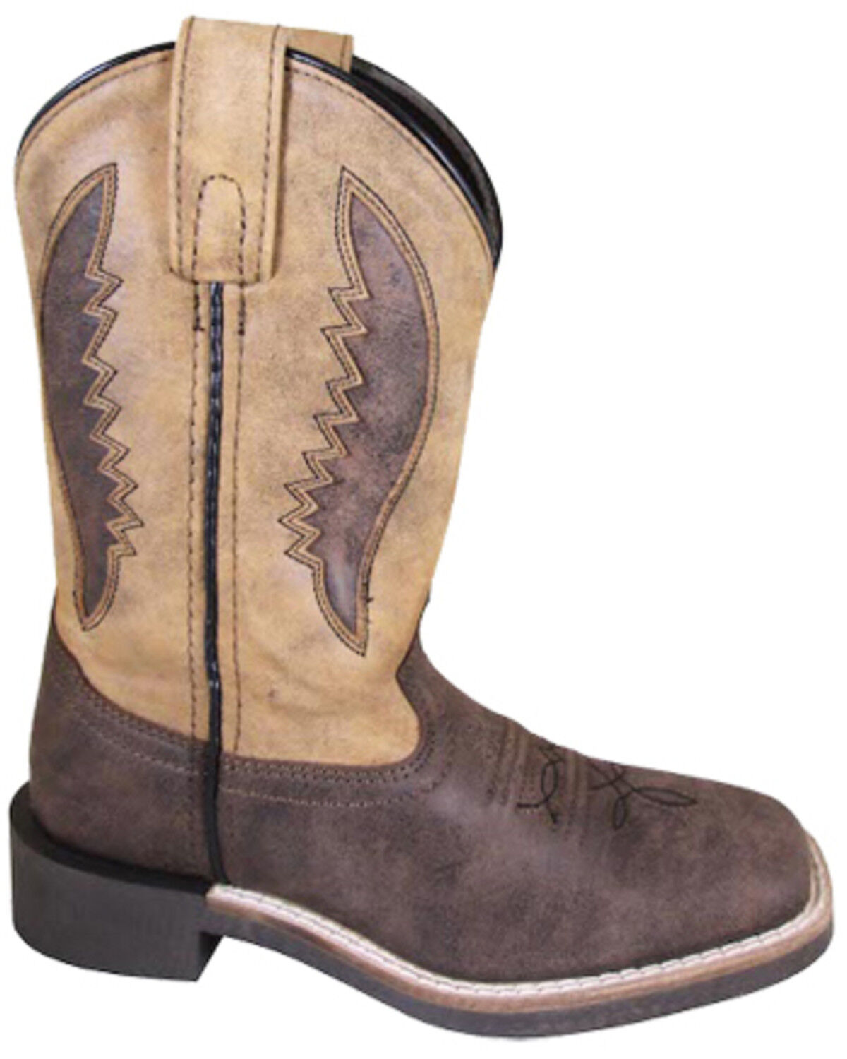 Smoky Mountain Boys Scout Western Boot Square Toe Cream/Brown 12 D 