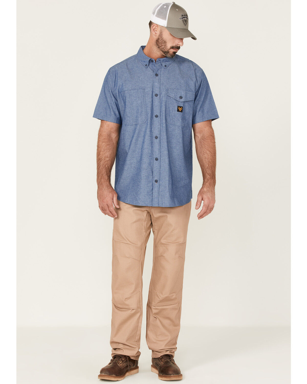 Image #2 - Hawx Men's Short Sleeve Button-Down Work Shirt, Royal Blue, hi-res