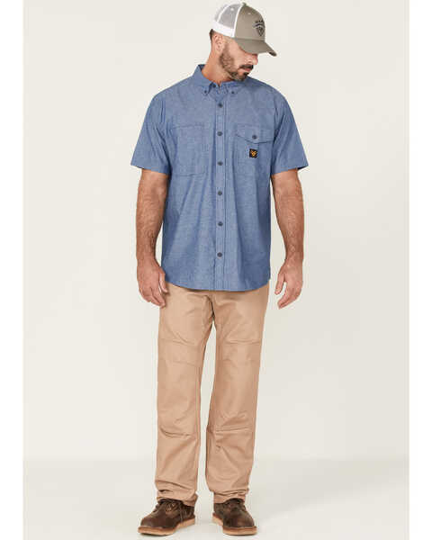 Image #2 - Hawx Men's Short Sleeve Button-Down Work Shirt , Royal Blue, hi-res
