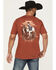 Image #1 - Wrangler Men's Boot Barn Exclusive Bucking Bronco Short Sleeve Graphic Tee, Rust Copper, hi-res
