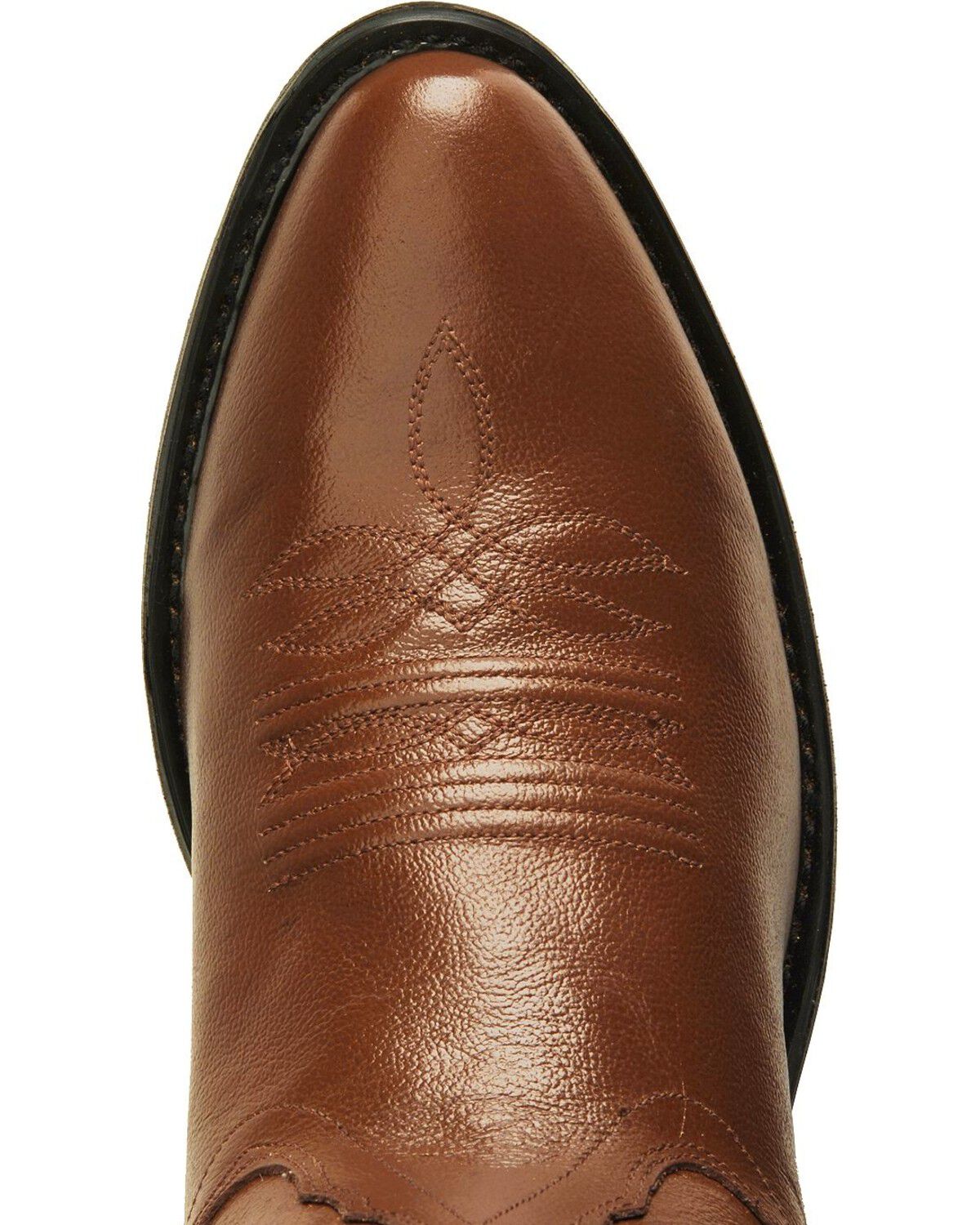 Image #6 - Old West Men's Smooth Leather Western Boots - Round Toe, Tan, hi-res