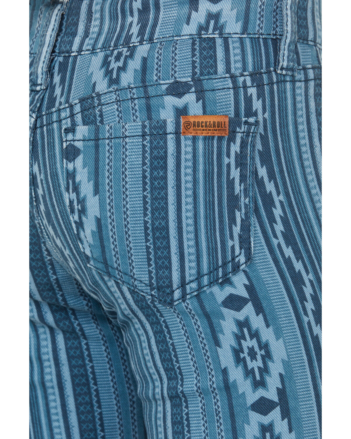 Image #4 - Rock & Roll Denim Girls' Southwestern Striped Flare Stretch Denim Jeans, Blue, hi-res