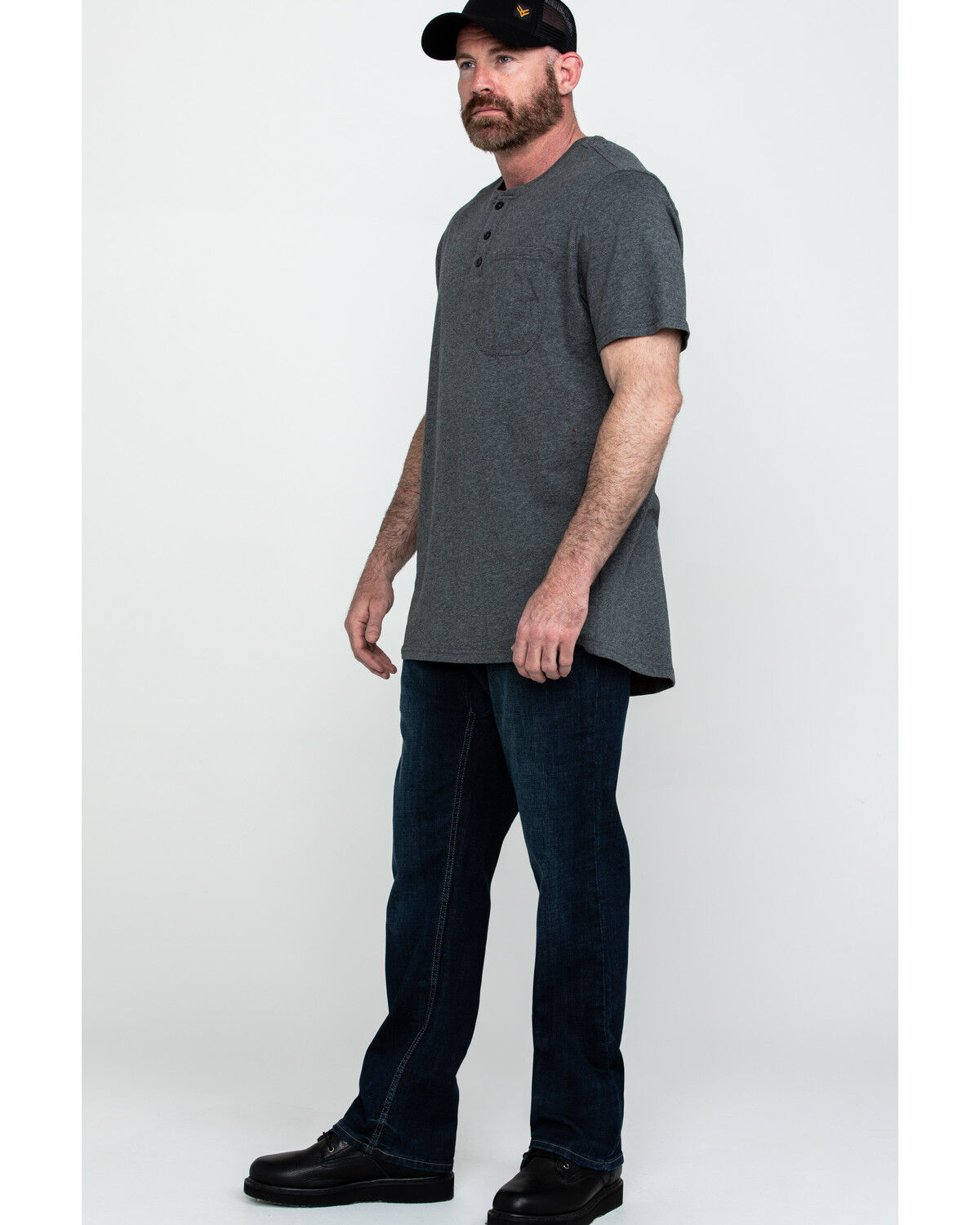 Image #6 - Hawx Men's Pocket Henley Short Sleeve Work T-Shirt, Charcoal, hi-res