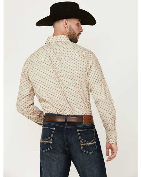 Image #4 - Ely Walker Men's Mini Southwestern Geo Print Long Sleeve Snap Western Shirt , Beige, hi-res