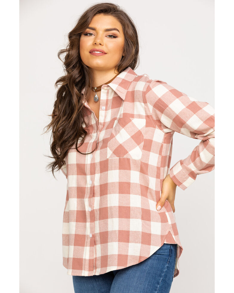 Wrangler Women S Dust Boyfriend Fit Flannel Long Sleeve Shirt