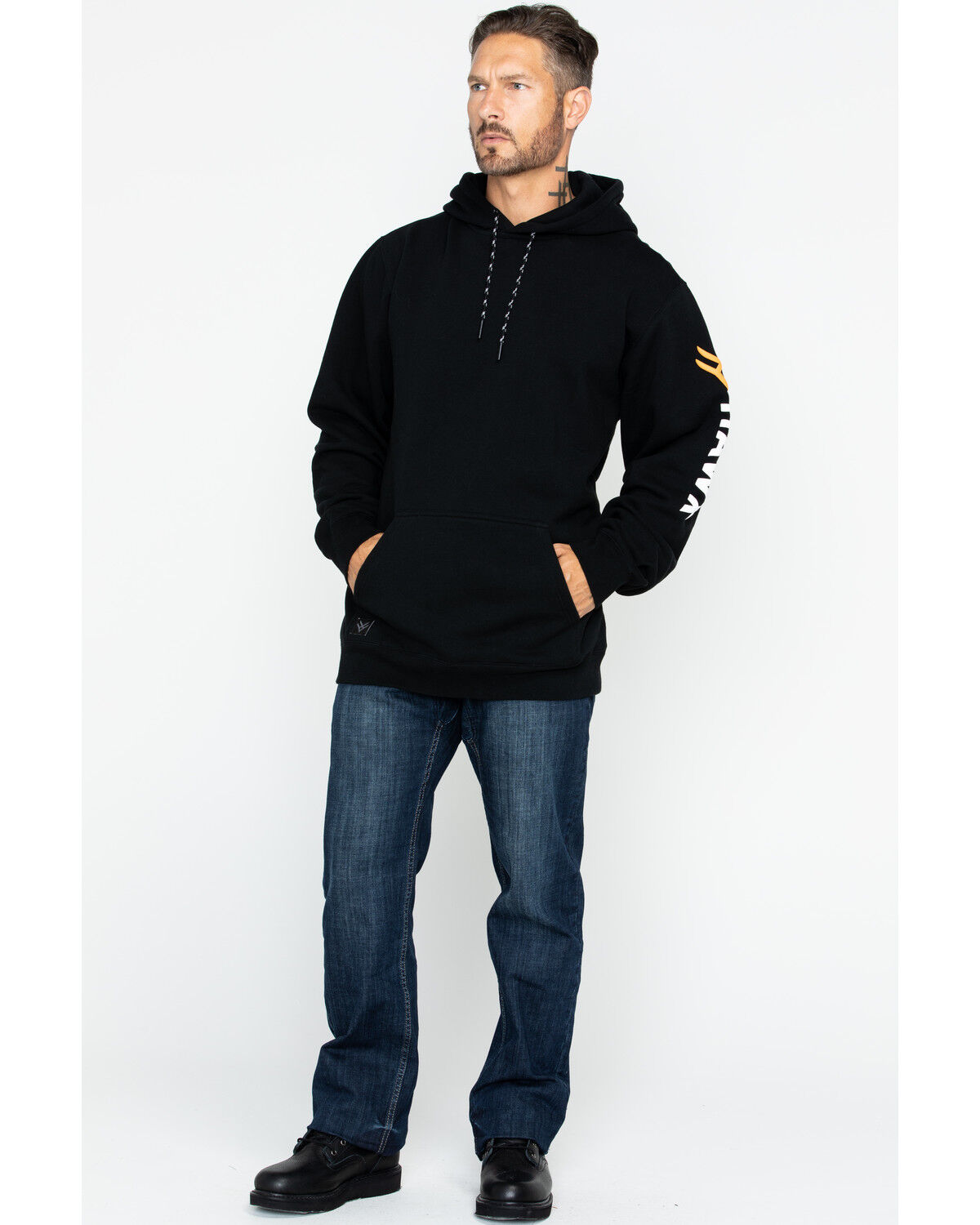 Image #6 - Hawx Men's Logo Sleeve Hooded Work Sweatshirt - Tall, Black, hi-res