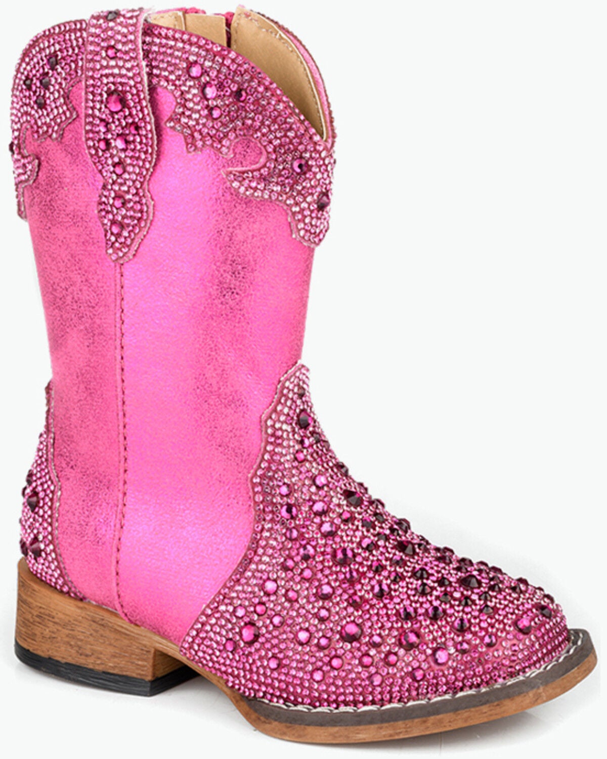 Image #1 - Roper Toddler Girls' Starlit Rhinestone Western Boots - Broad Square Toe, Pink, hi-res