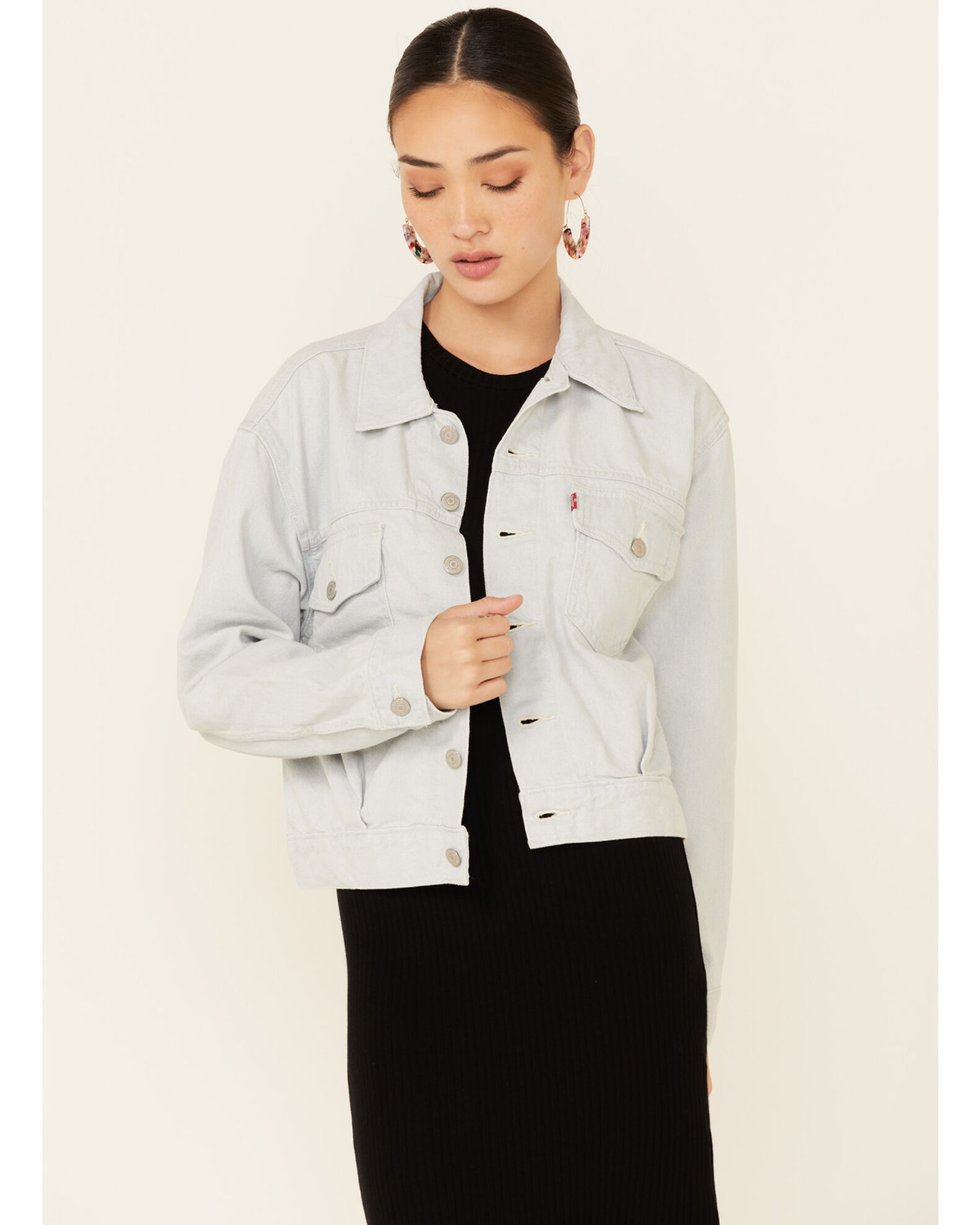 Levi s Women s Waste Not Light Wash Denim Button Front Oversized