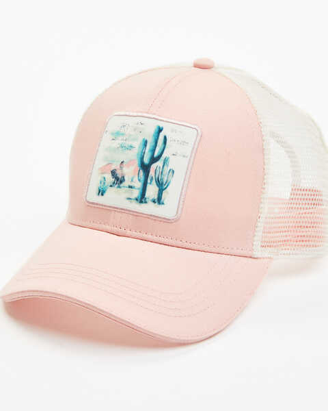 Shyanne Women's Cactus Desert Scene Trucker Hat , Blush, hi-res