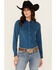 Image #1 - Shyanne Women's Wale Corduroy Long Sleeve Snap Western Shirt, Royal Blue, hi-res