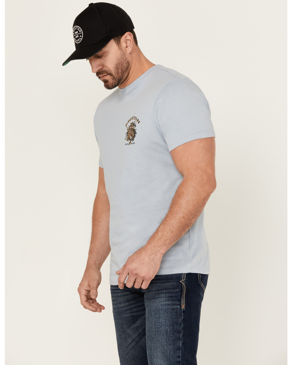 Image #2 - Brixton Men's El Toro Short Sleeve Graphic T-Shirt, Light Blue, hi-res