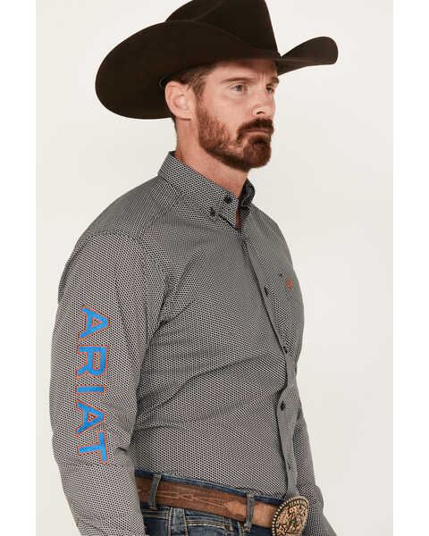 Image #2 - Ariat Men's Team Whitt Checkered Print Long Sleeve Button-Down Western Shirt, Black, hi-res