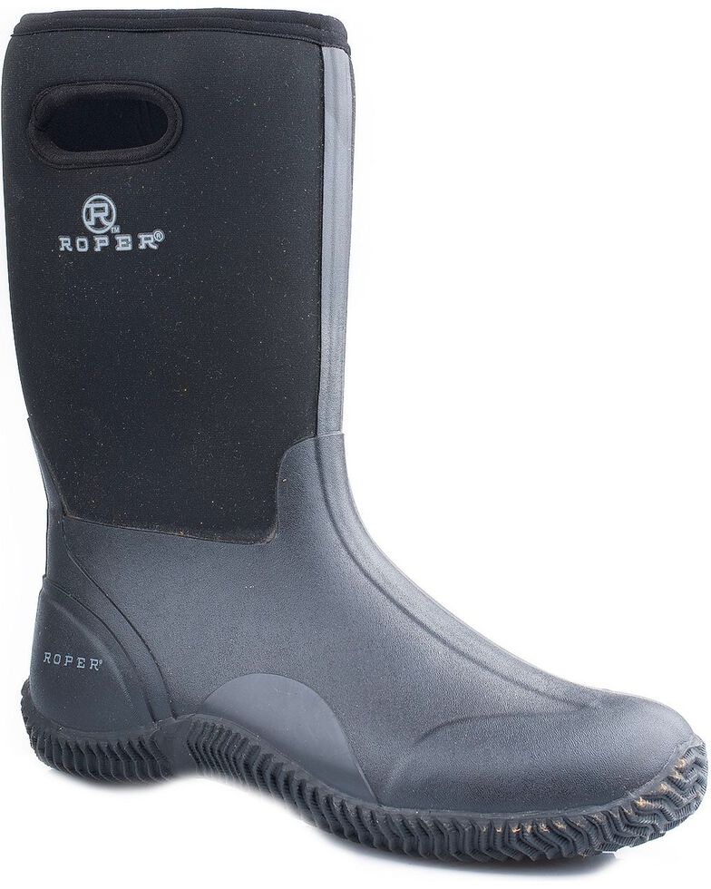 Roper Waterproof Rugged Neoprene Barnyard Boots, Black, hi-res
