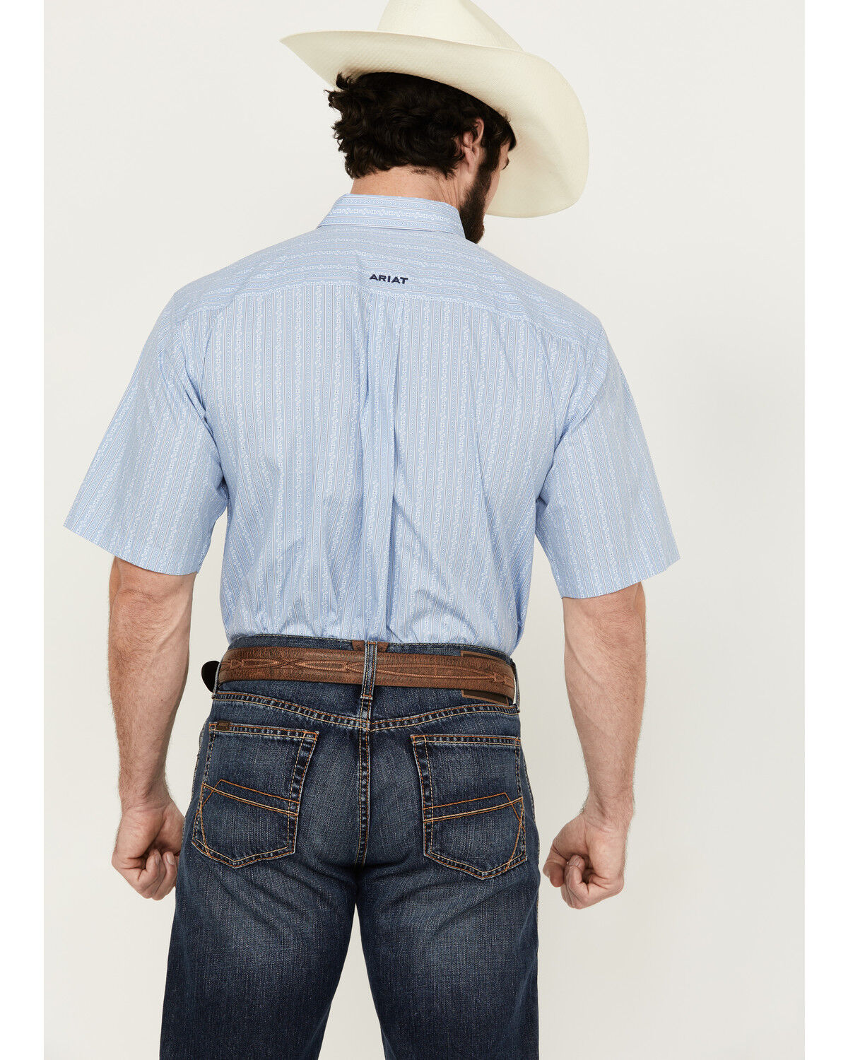 Image #4 - Ariat Men's Welburn Striped Short Sleeve Button-Down Western Shirt - Tall, , hi-res