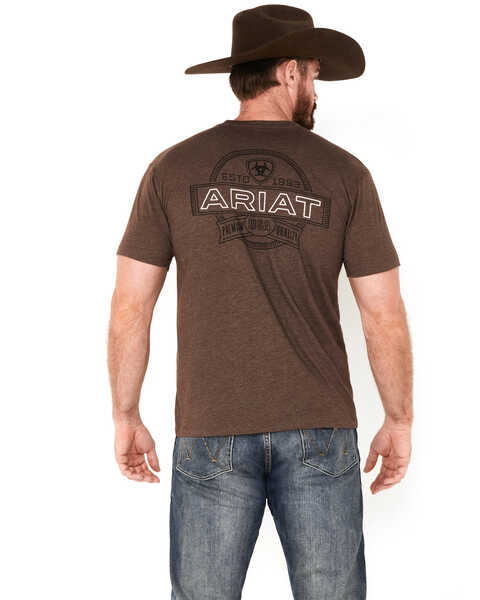 Ariat Men's Outline Logo Short Sleeve Graphic T-Shirt, Brown, hi-res