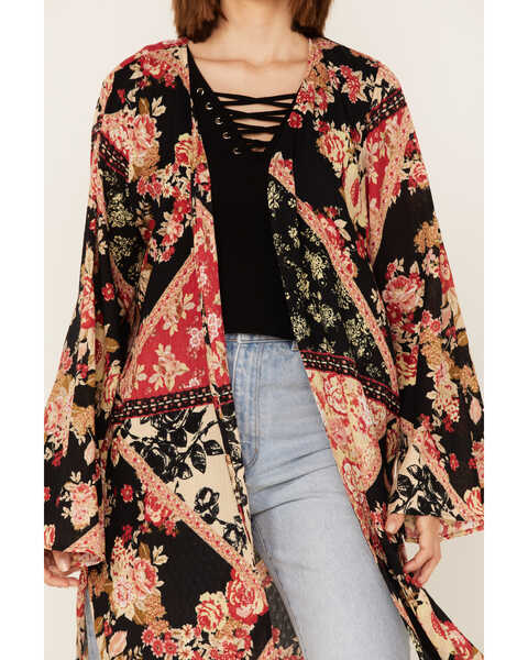 Image #2 - Band of the Free Women's High Hopes Patchwork Floral Print Long Sleeve Kimono, Multi, hi-res
