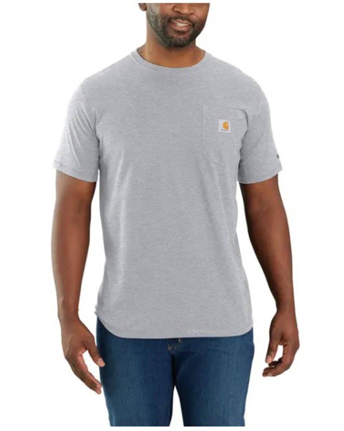 Image #1 - Carhartt Men's Force Relaxed Fit Short Sleeve Pocket T-Shirt - Tall, Heather Grey, hi-res