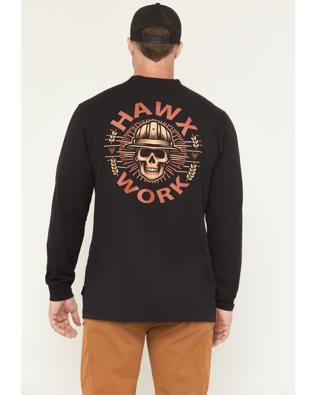 Hawx Men's Harvest Long Sleeve Graphic Work T-Shirt, Black, hi-res
