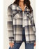Image #3 - Pacific Teaze Women's Plaid Print Sherpa Lined Shacket, Navy, hi-res