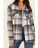 Image #3 - Pacific Teaze Women's Plaid Print Sherpa Lined Shacket , Navy, hi-res