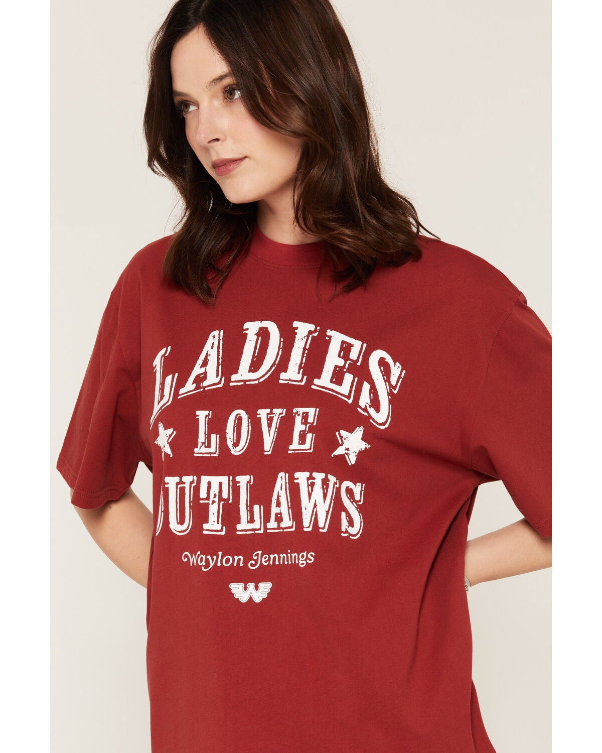 Image #2 - People of Leisure Women's Waylon Jennings Oversized Short Sleeve Graphic Tee, Rust Copper, hi-res