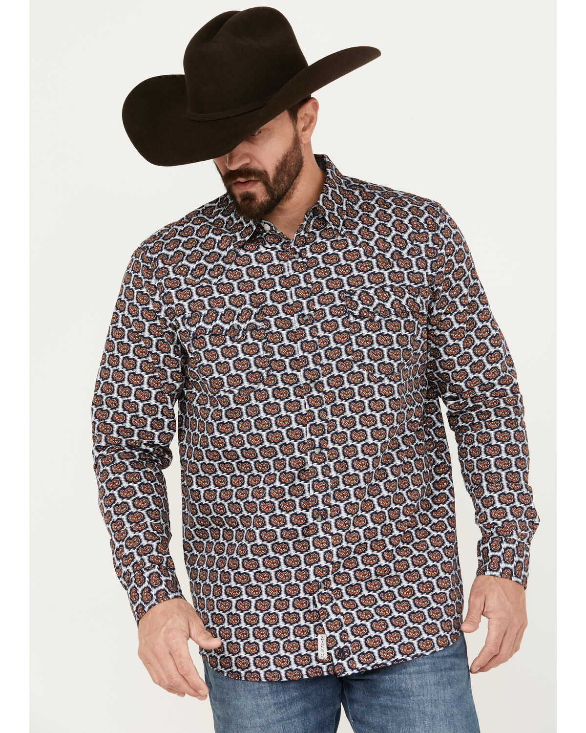 Image #1 - Moonshine Spirit Men's Stepping Stone Long Sleeve Western Snap Shirt, Navy, hi-res
