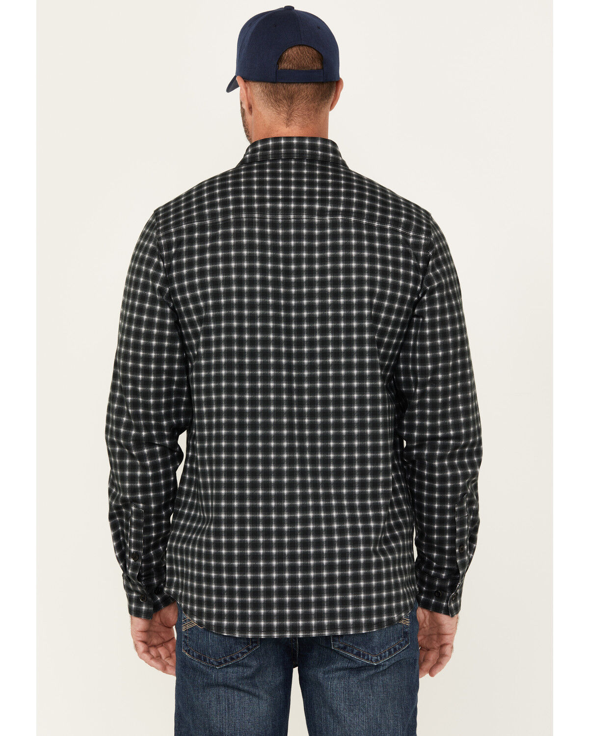 Image #4 - Hawx Men's FR Plaid Print Long Sleeve Button-Down Western Work Shirt, Black, hi-res
