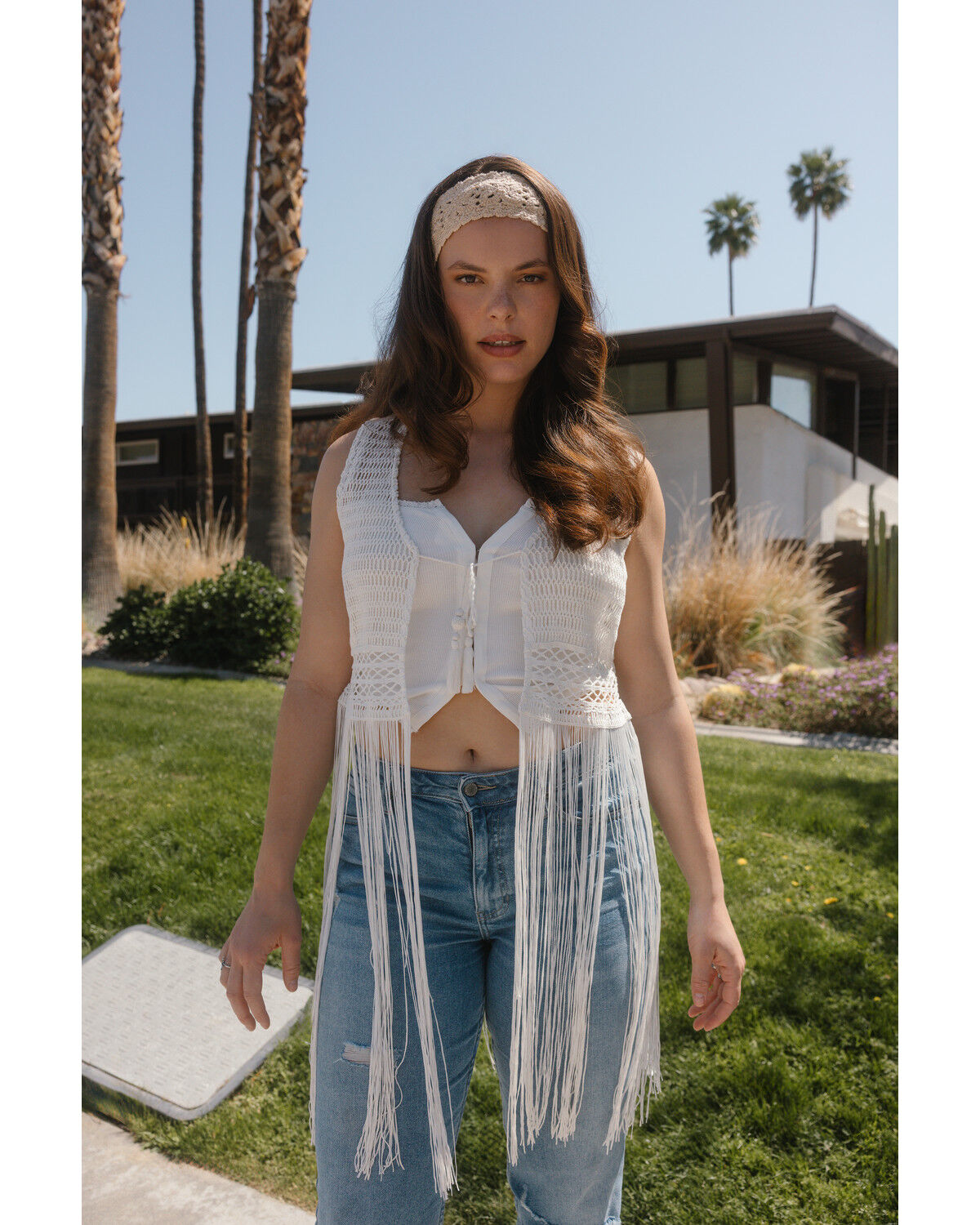 Image #1 - Idyllwind Women's Hawls Crochet Fringe Vest, Ivory, hi-res