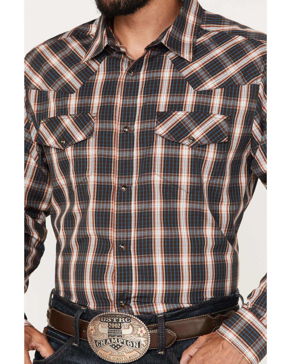 Image #3 - Gibson Men's Mineshaft Plaid Snap Western Shirt, Brown, hi-res
