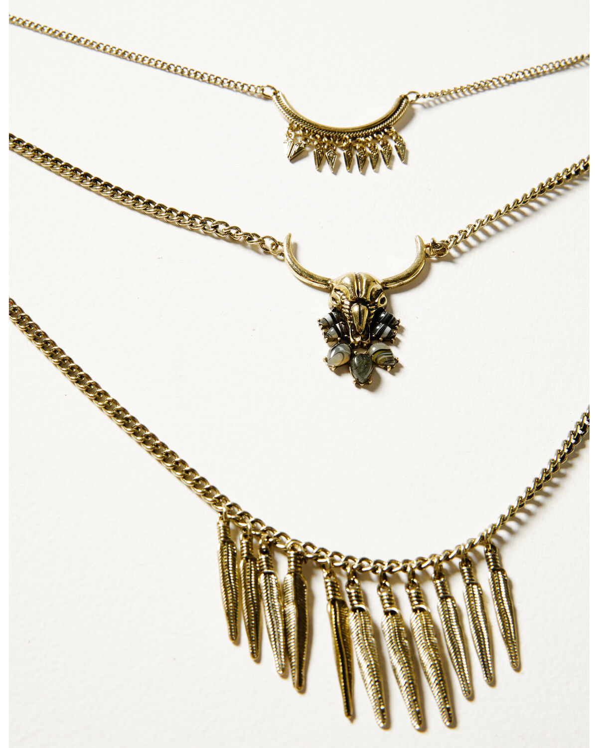 Image #2 - Shyanne Women's Soleil Steer Head Layered Necklace, Gold, hi-res
