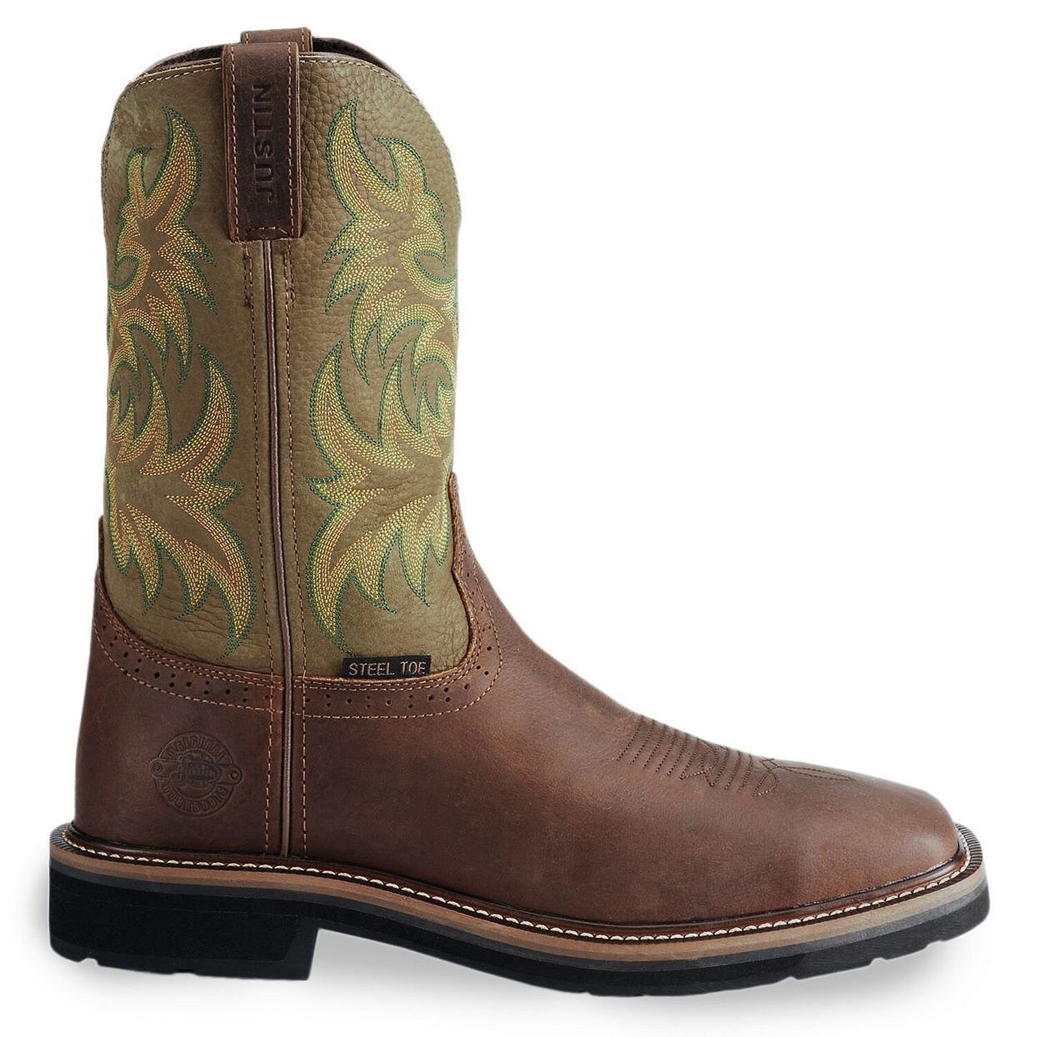 Image #2 - Justin Men's Stampede Driller Brown Work Boots - Steel Toe, , hi-res