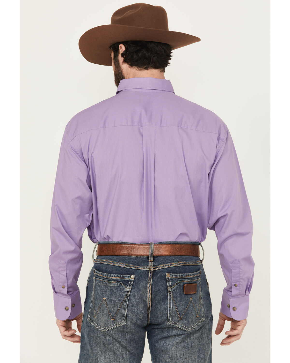 Image #4 - George Strait by Wrangler Men's Solid Long Sleeve Button-Down Stretch Western Shirt, Purple, hi-res