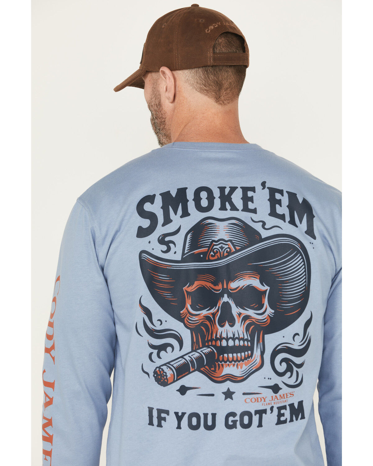 Image #4 - Cody James Men's FR Smoke Em Long Sleeve Graphic Work T-Shirt, Light Blue, hi-res