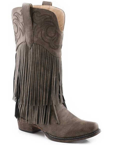 Roper Women's Rickrack Western Performance Boots - Medium Toe, Brown, hi-res