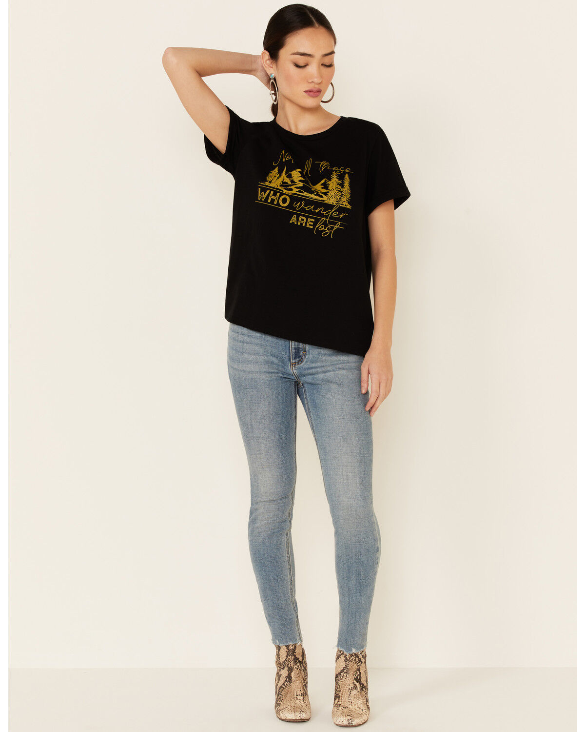 Image #2 - Cut & Paste Women's Not All Those Who Wander Are Lost Graphic Short Sleeve Tee, Black, hi-res