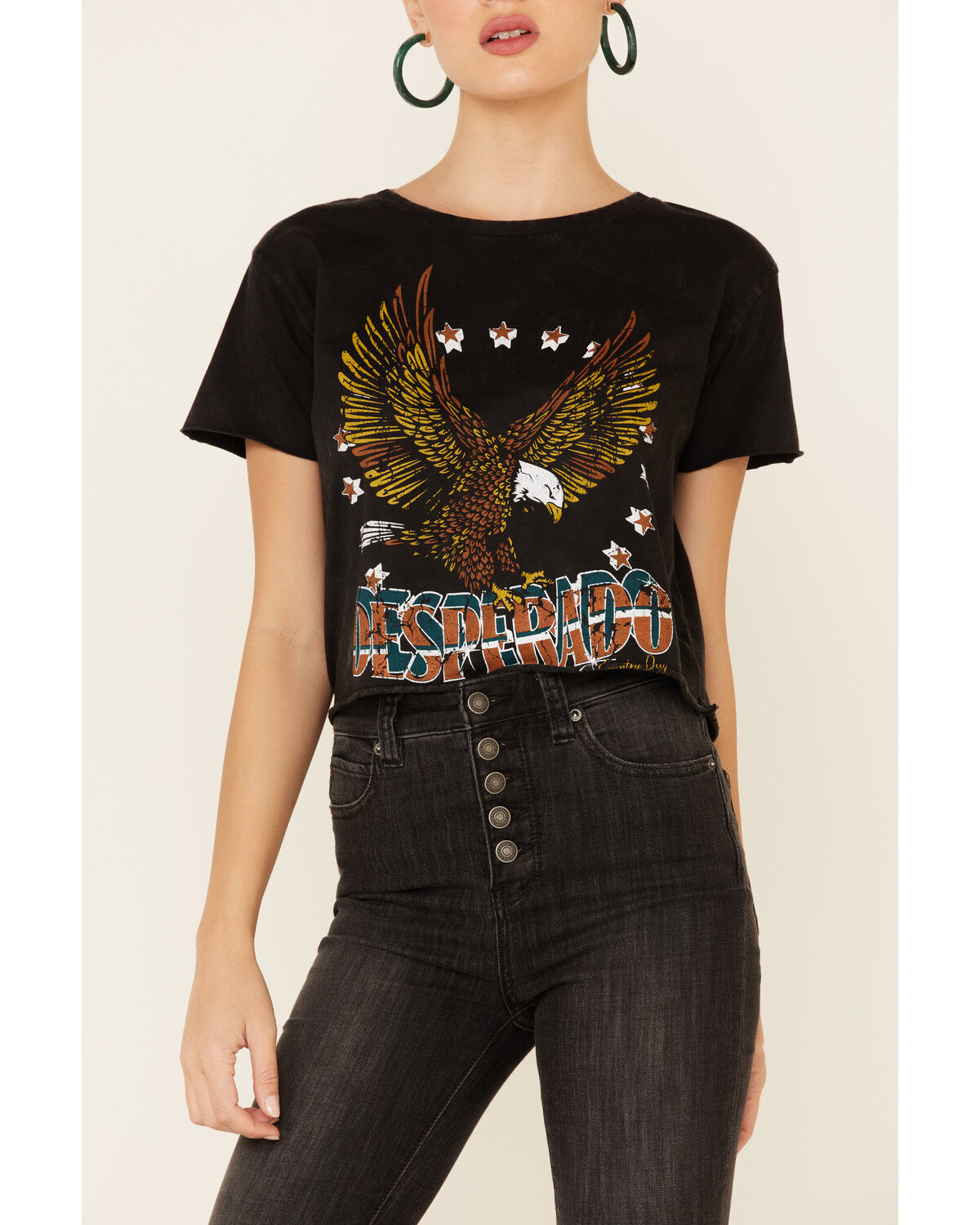 Image #3 - Country Deep Women's Acid Washed Desperado Graphic Tee, Black, hi-res