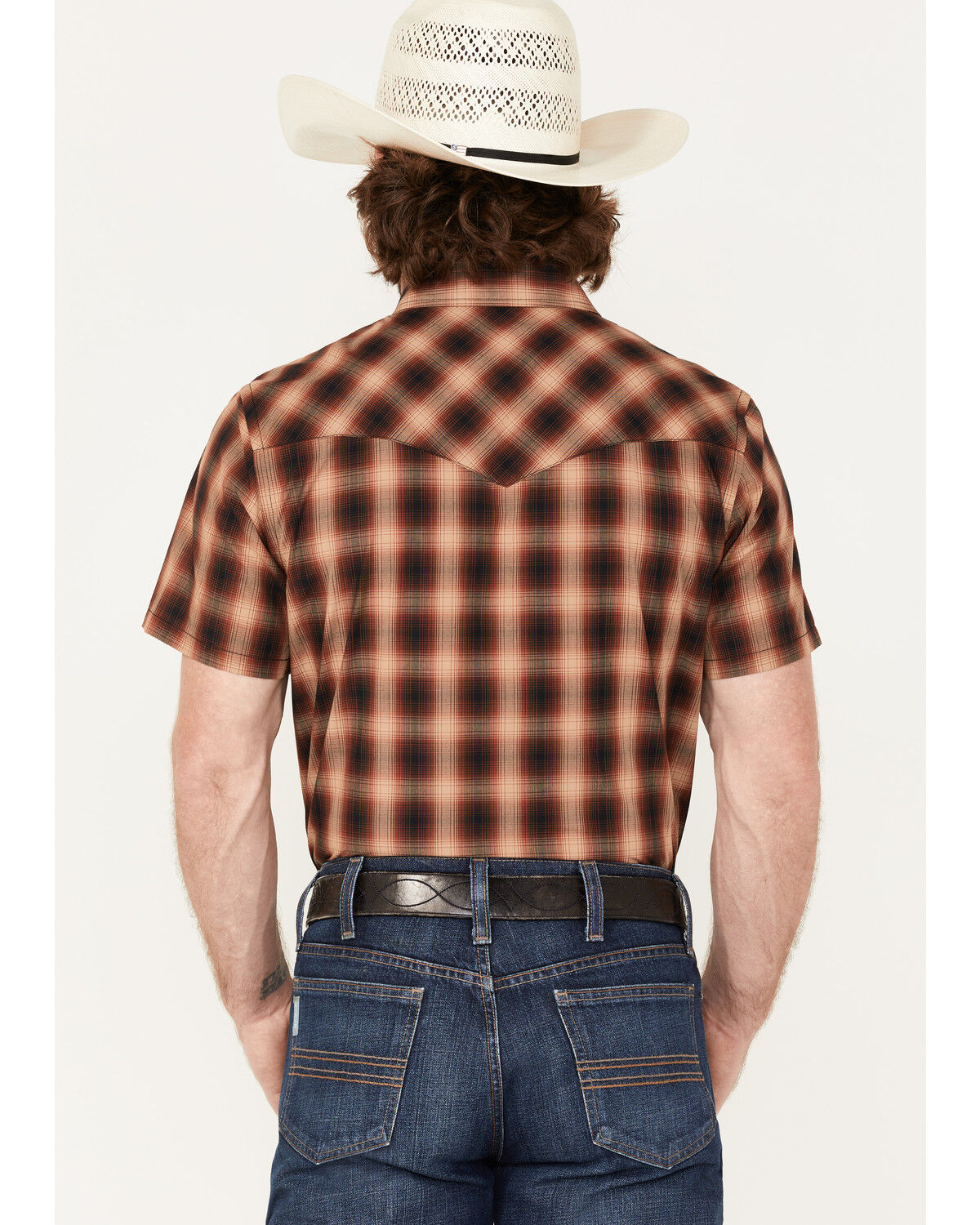 Image #4 - Pendleton Men's Frontier Large Plaid Short Sleeve Western Shirt, Red, hi-res