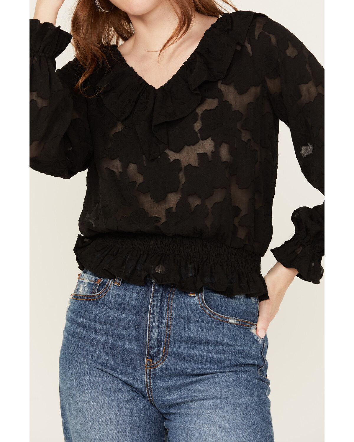 Image #2 - Shyanne Women's Flamenco Ruffle Top, Black, hi-res