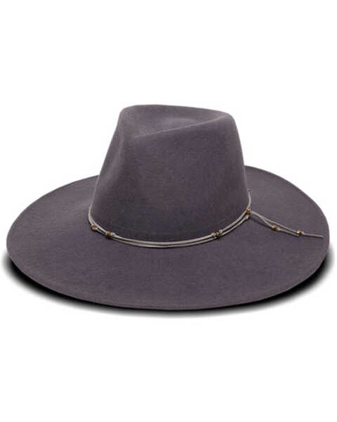 Nikki Beach Women's Gray Steele Soul Gypsy Wool Felt Western Fedora Hat , Grey, hi-res