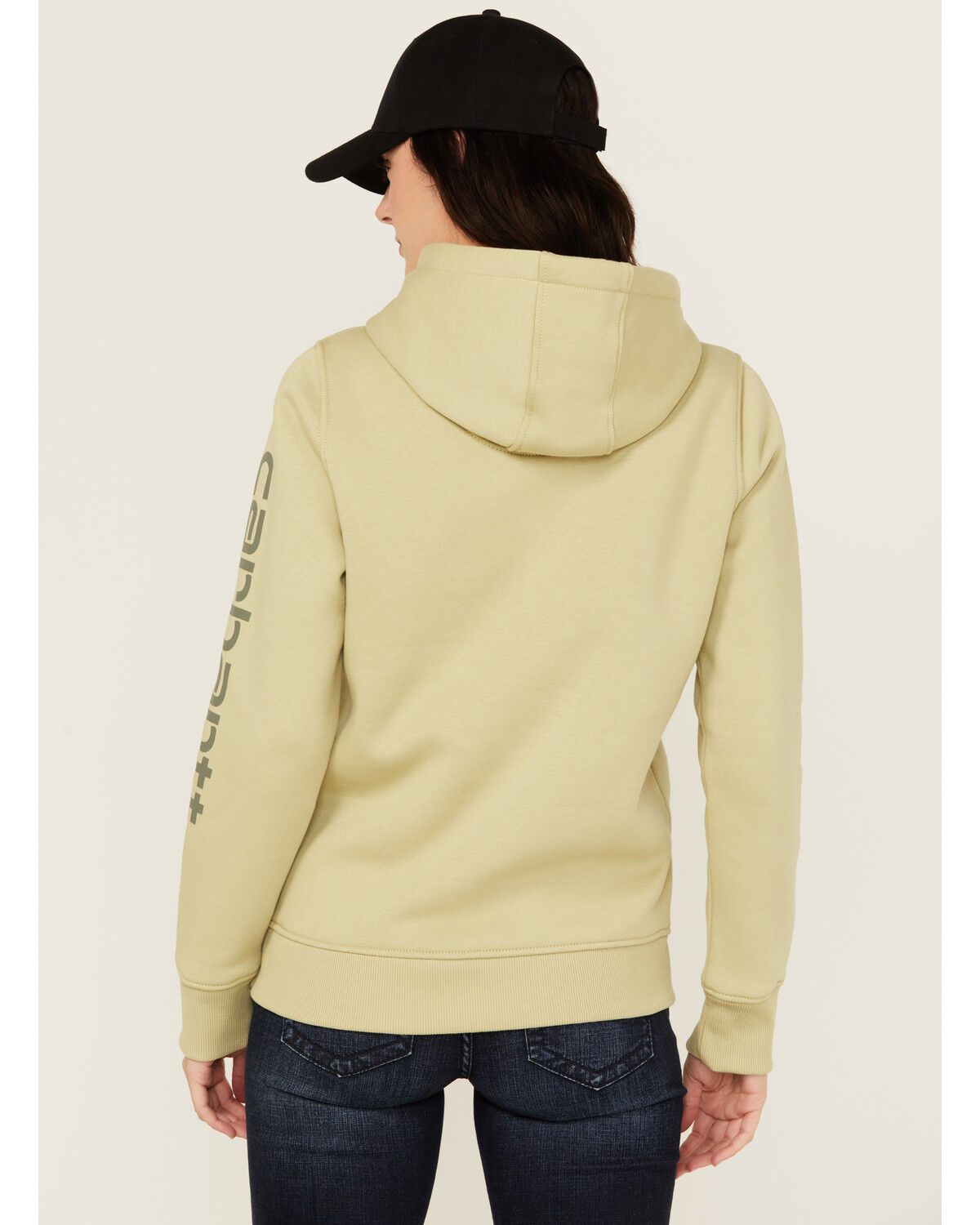 Image #4 - Carhartt Women's Relaxed Fit Midweight Logo Graphic Hoodie, Sand, hi-res