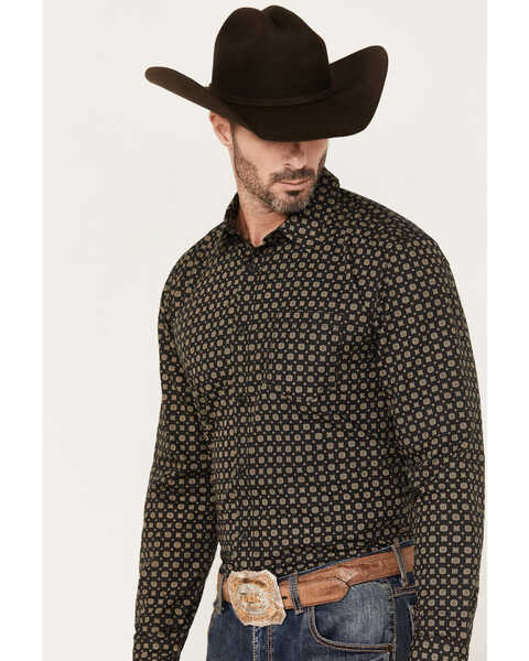 Image #2 - Gibson Men's Valley View Geo Print Long Sleeve Button Down Western Shirt, , hi-res