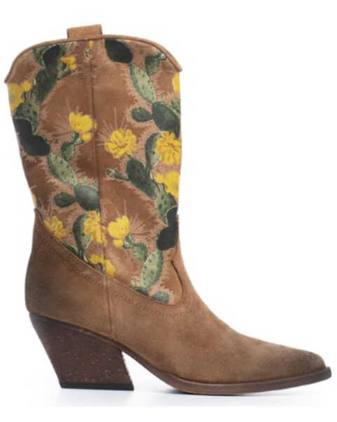 Image #2 - Golo Shoes Women's Cactus Graphic Western Boot - Pointed Toe, Camel, hi-res