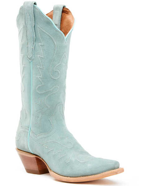 Dan Post Women's Suede Western Boots - Snip Toe, Light Green, hi-res
