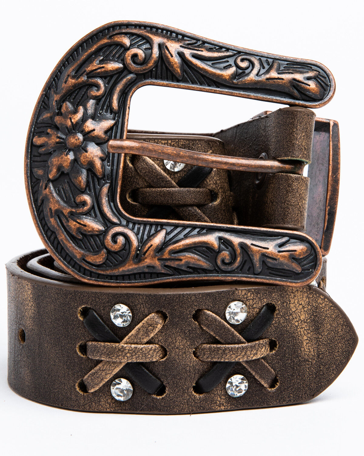 Image #1 - Shyanne Women's Criss Cross Belt, Brown, hi-res